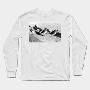 Birds and People relaxing at the beach Long Sleeve T-Shirt